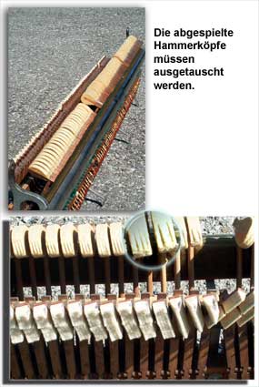 Abgespielte Hammerköpfe- - Alexander Ostrovski Klavierstimmer München Nord-West
